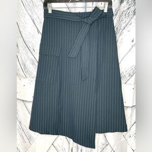 Prologue Striped Wrap Skirt Belt Asymmetric Hem 6